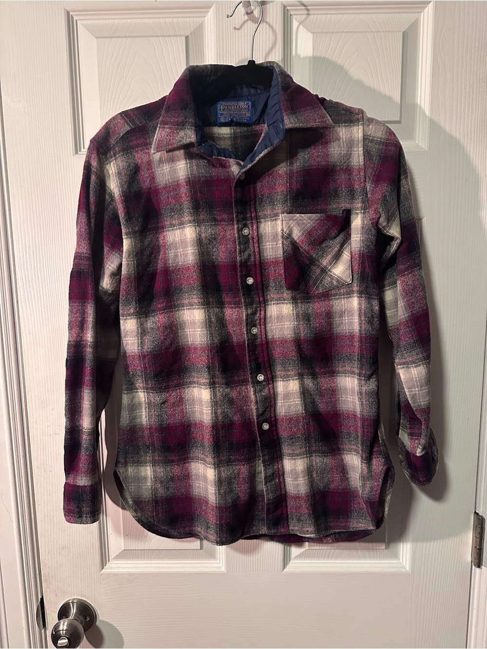 Pendleton Men's Plaid Button-Down Shirt - Burgundy, Black & White